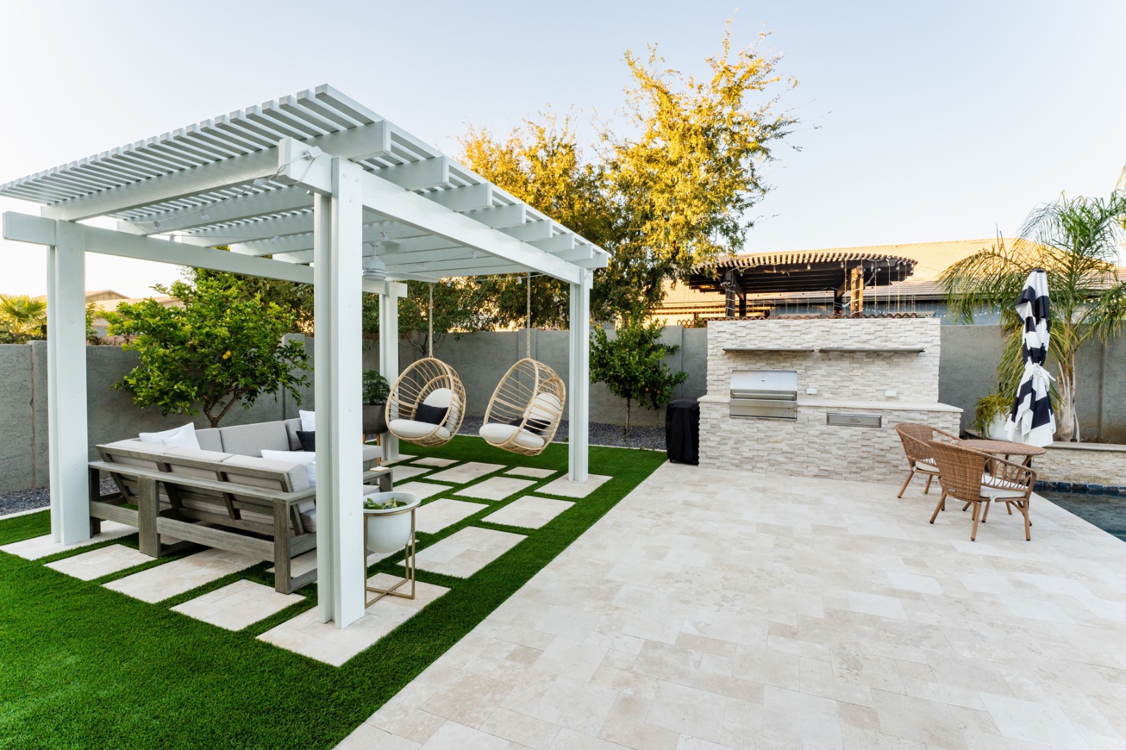 Luxury Arizona backyard with custom hardscaping